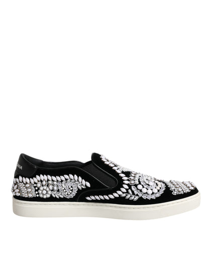 Dolce &amp;amp; Gabbana Svarta Utsmyckade London Herr Slip-On Skor