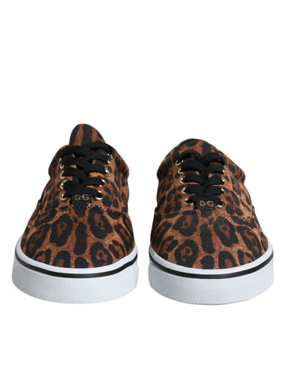 Dolce &amp;amp; Gabbana Bruna Leopard Logotyptryck Bomullssneakers Skor