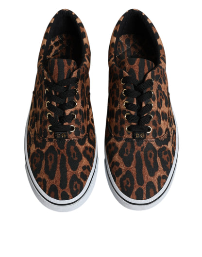 Dolce &amp;amp; Gabbana Bruna Leopard Logotyptryck Bomullssneakers Skor
