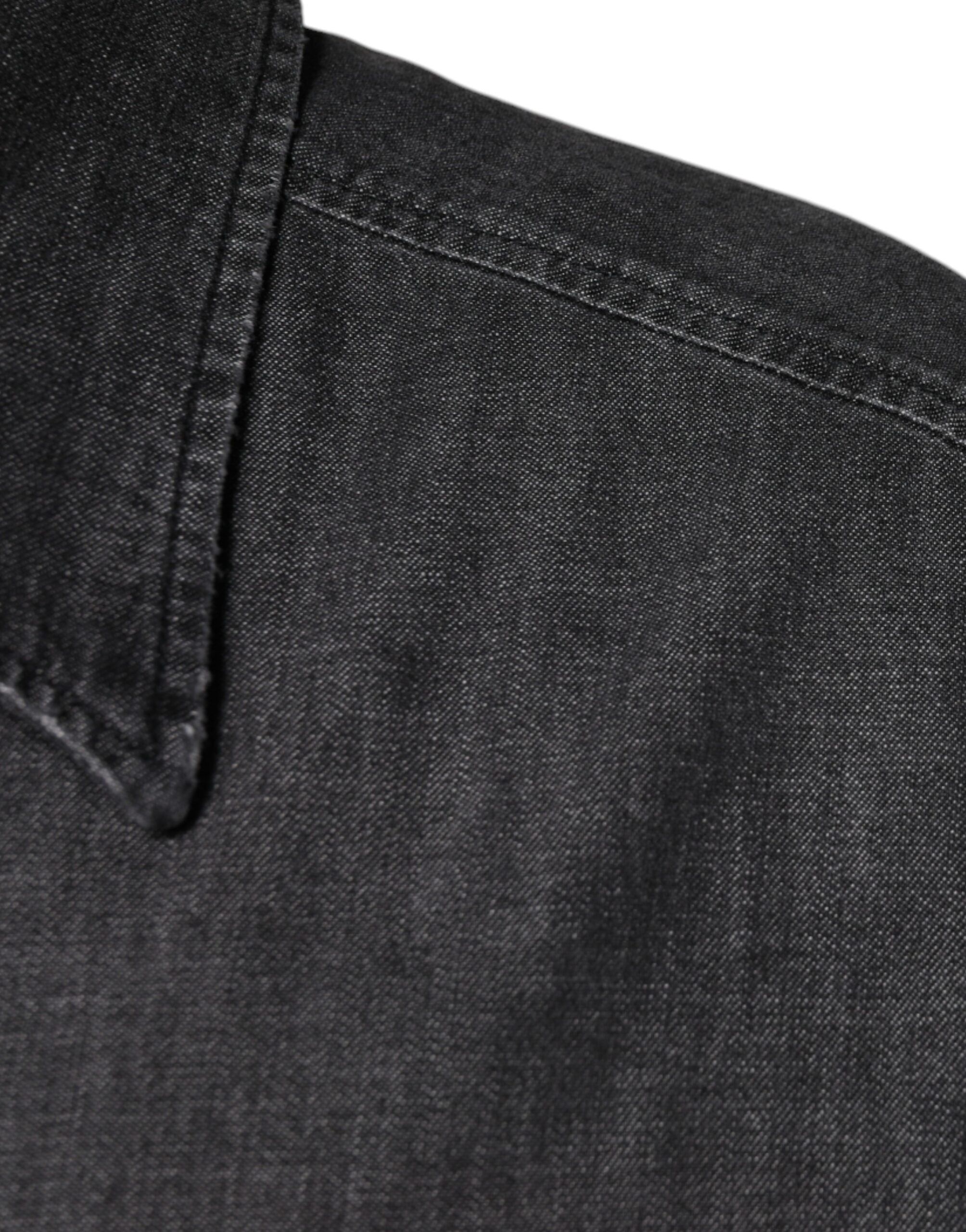 Dolce &amp;amp; Gabbana svart denimskjorta med logotyp och knappar i bomull