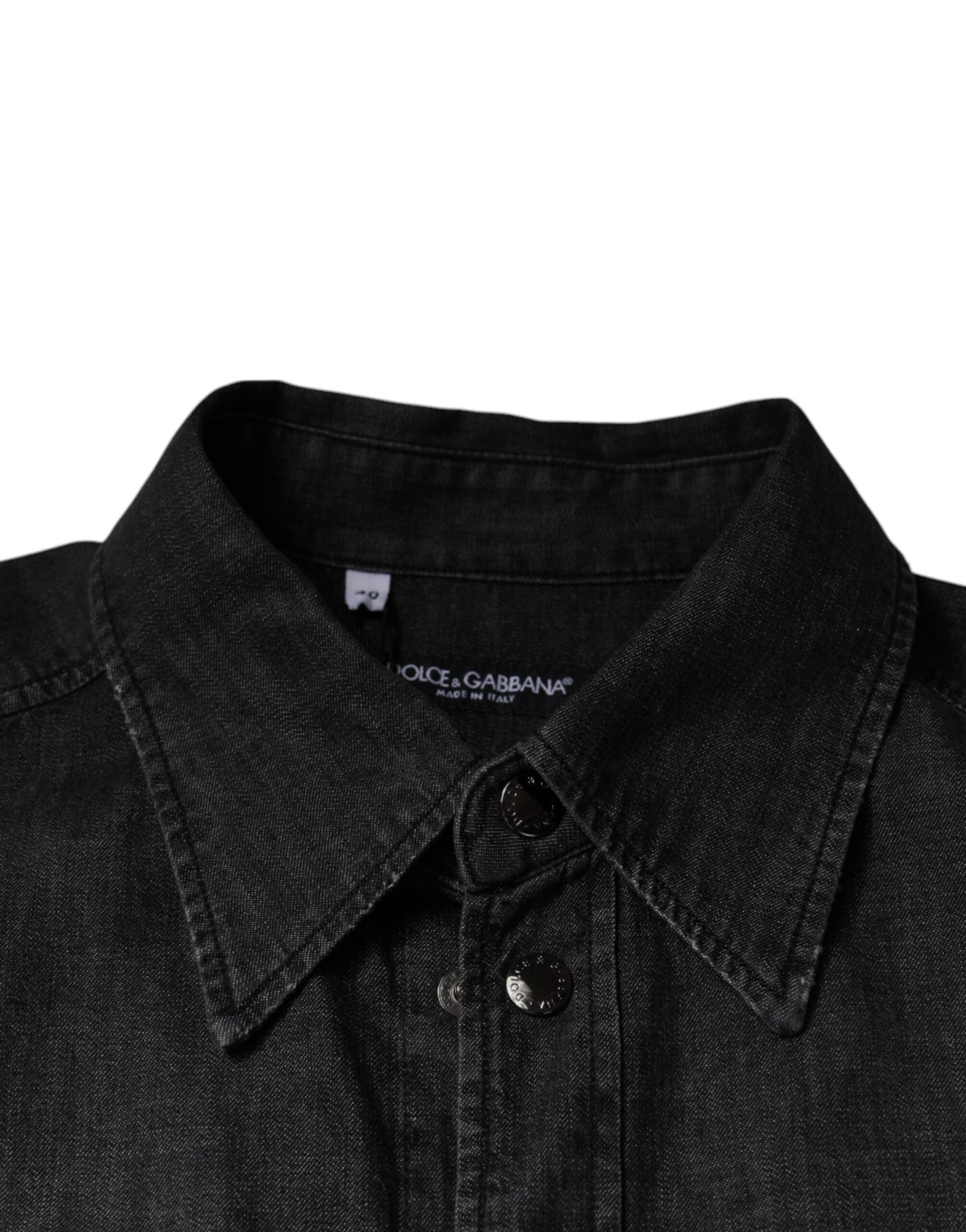 Dolce &amp;amp; Gabbana svart denimskjorta med logotyp och knappar i bomull