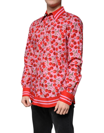 Dolce &amp;amp; Gabbana Rosa Körsbärsbomull Formell MARTINI Klänningskjorta