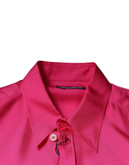 Dolce &amp;amp; Gabbana Rosa Sidenskjorta Med Knappar Herr