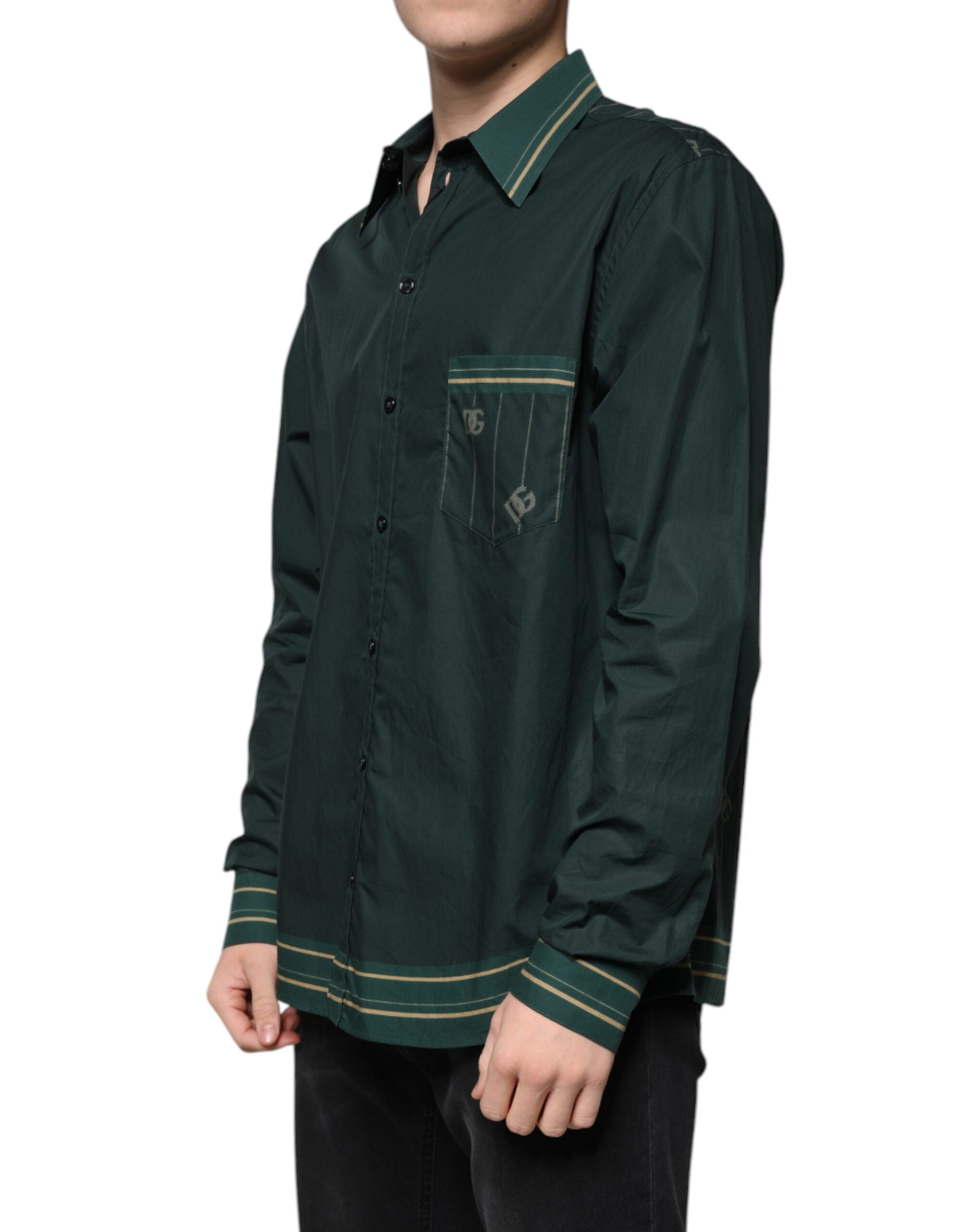 Dolce &amp;amp; Gabbana Grön Logotyp Långärmad MARTINI Casual Skjorta