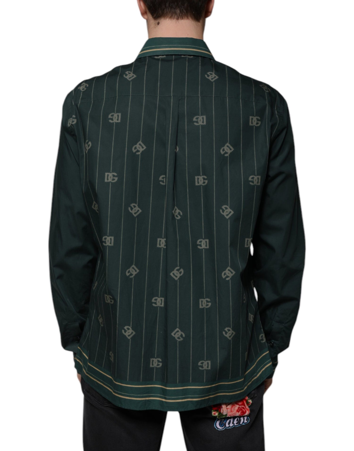 Dolce &amp;amp; Gabbana Grön Logotyp Långärmad MARTINI Casual Skjorta