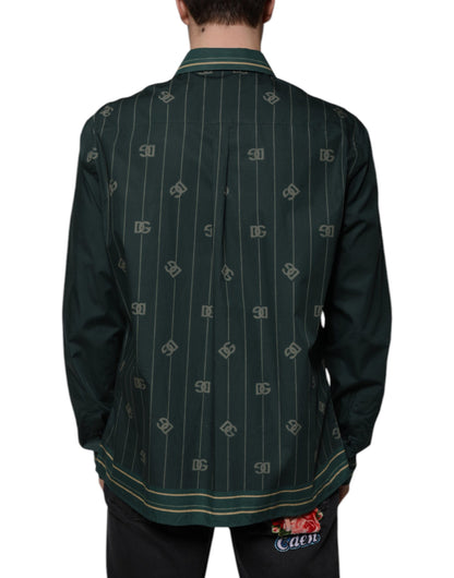 Dolce &amp;amp; Gabbana Grön Logotyp Långärmad MARTINI Casual Skjorta