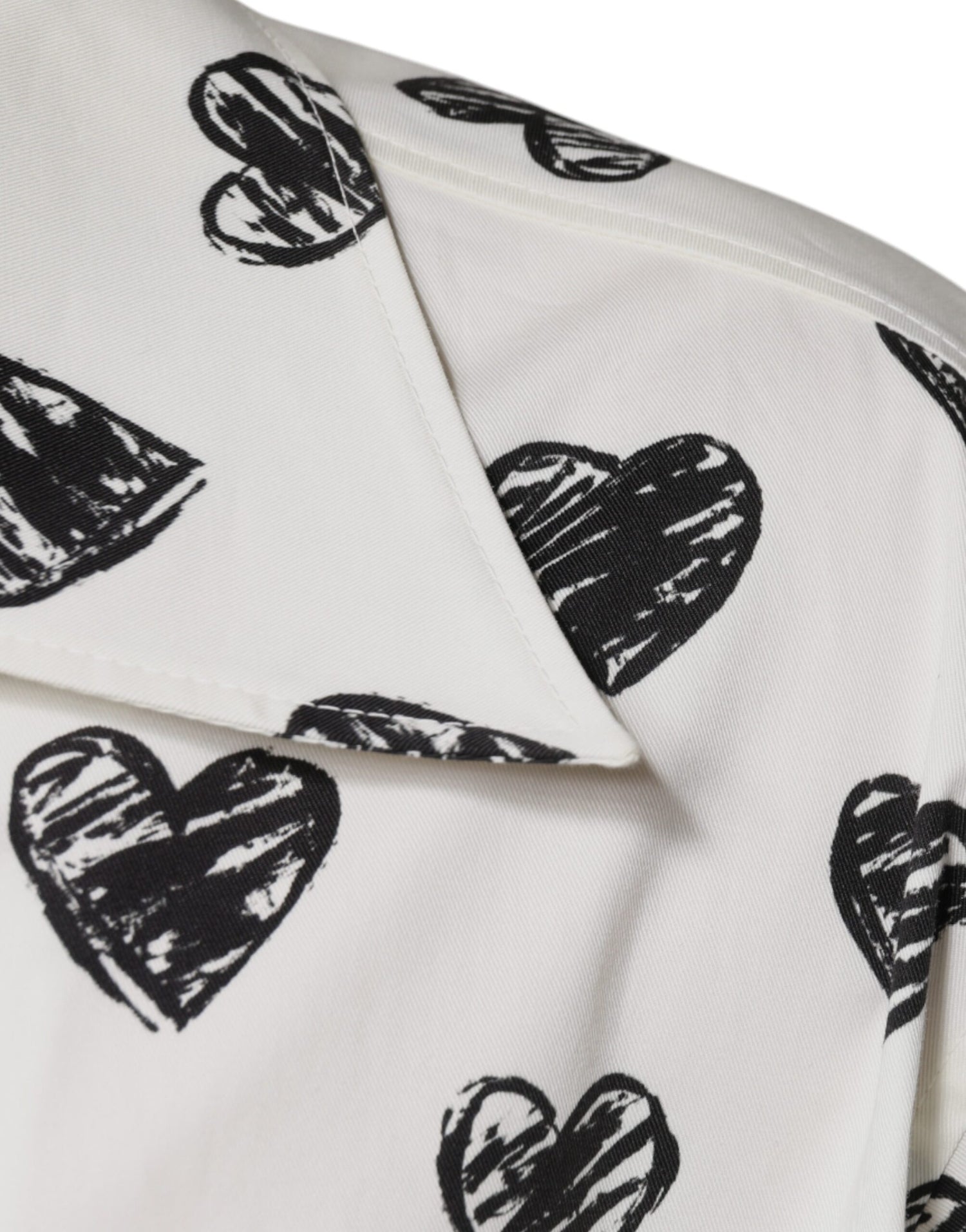 Dolce &amp; Gabbana White Heart Print Short Sleeve Casual Shirt