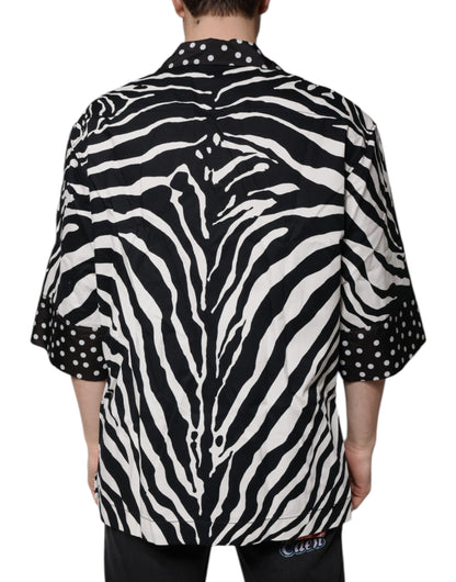 Dolce &amp;amp; Gabbana Svartvit Zebraskjorta med knappar i överdimensionerad storlek