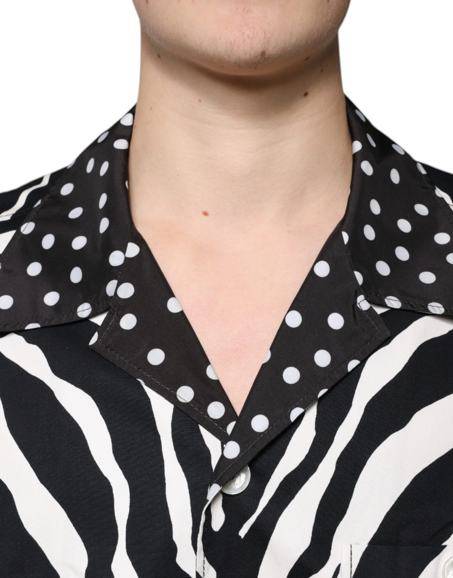 Dolce &amp;amp; Gabbana Svartvit Zebraskjorta med knappar i överdimensionerad storlek
