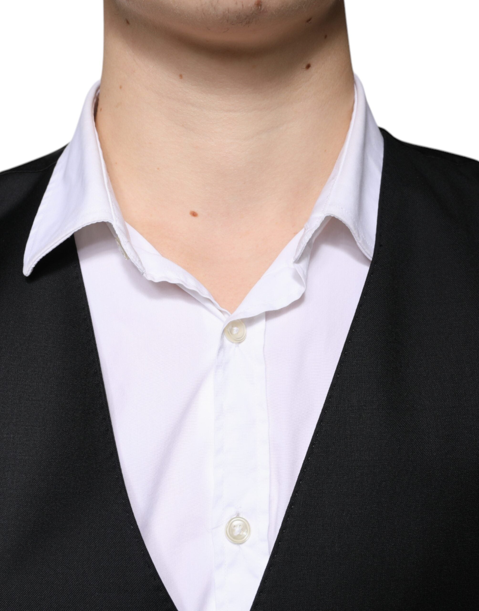 Dolce &amp; Gabbana Black Wool Formal Dress Men Waistcoat Vest