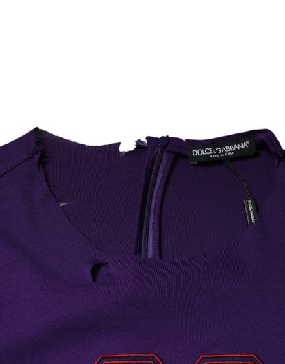 Dolce &amp; Gabbana Purple Cotton Round Neck Pullover Men Sweater