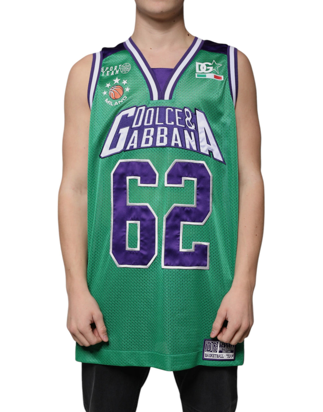 Dolce &amp;amp; Gabbana Grön Polyester Jersey Ärmlös T-shirt