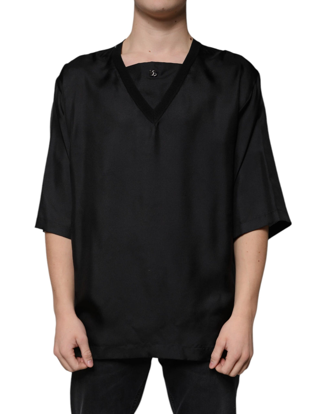 Dolce &amp;amp; Gabbana Svart bomulls-t-shirt med fyrkantig halsringning och kortärmad design