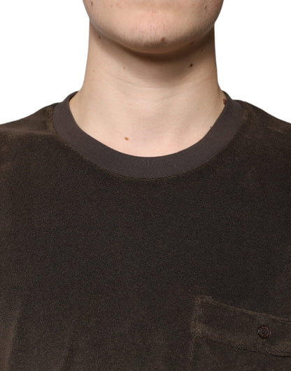 Dolce &amp;amp; Gabbana Brun Bomulls-T-shirt Med Rund Hals Och Korta Ärmar