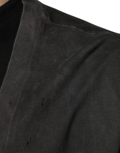 Dolce &amp;amp; Gabbana svart bomulls-t-shirt med rund hals och korta ärmar