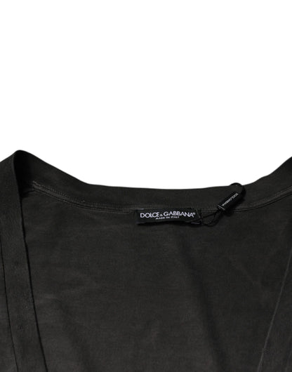 Dolce &amp;amp; Gabbana svart bomulls-t-shirt med rund hals och korta ärmar