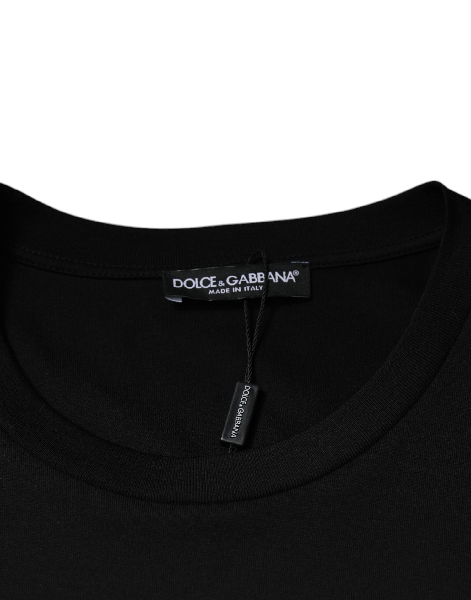 Dolce &amp;amp; Gabbana svart bomulls-t-shirt med rund hals och korta ärmar