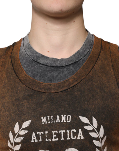 Dolce &amp;amp; Gabbana Brun Bomulls-T-shirt Med Rund Hals Och Ärmlös