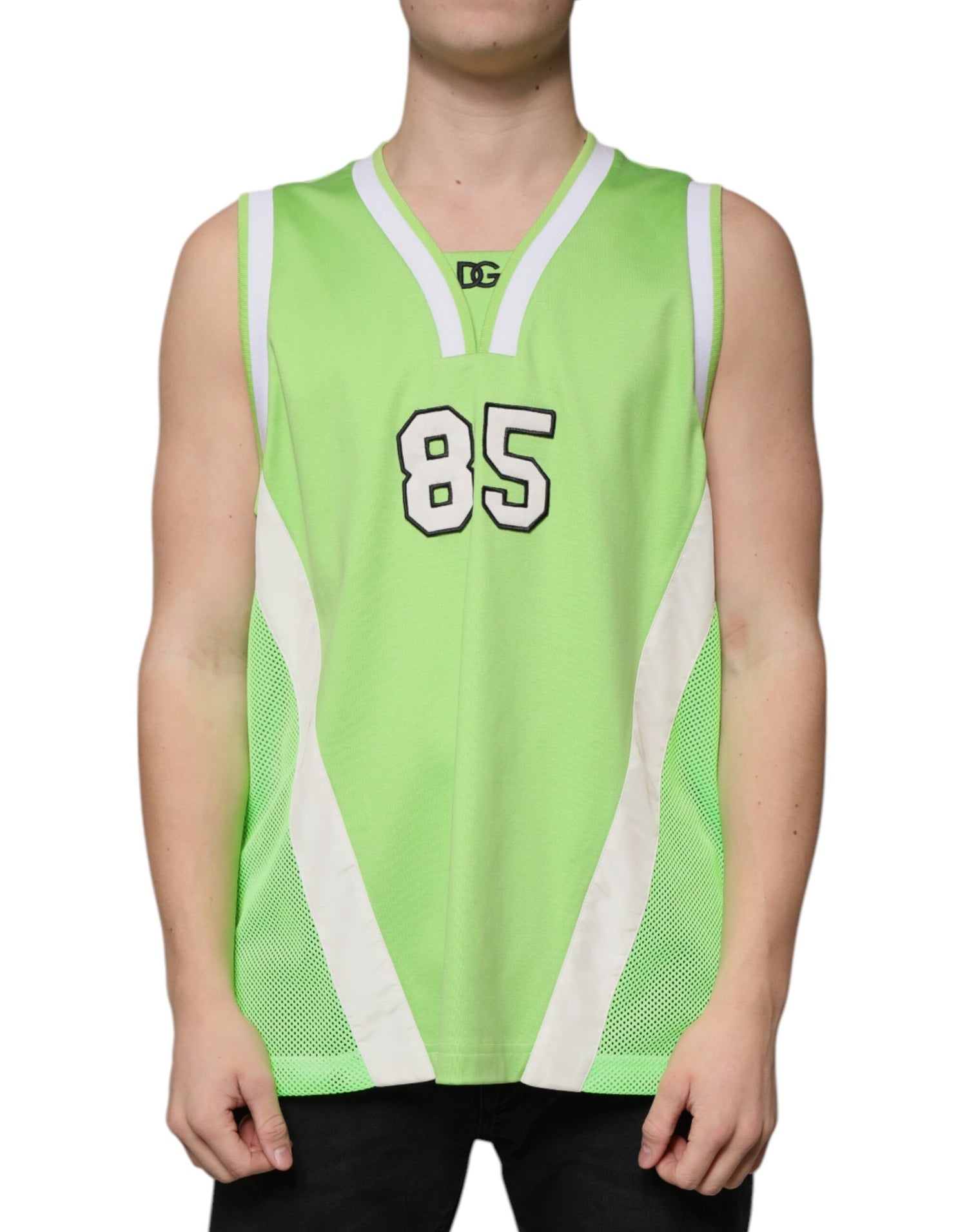 Dolce &amp;amp; Gabbana Grön Polyester Jersey Ärmlös T-shirt