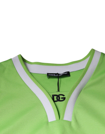 Dolce &amp;amp; Gabbana Grön Polyester Jersey Ärmlös T-shirt