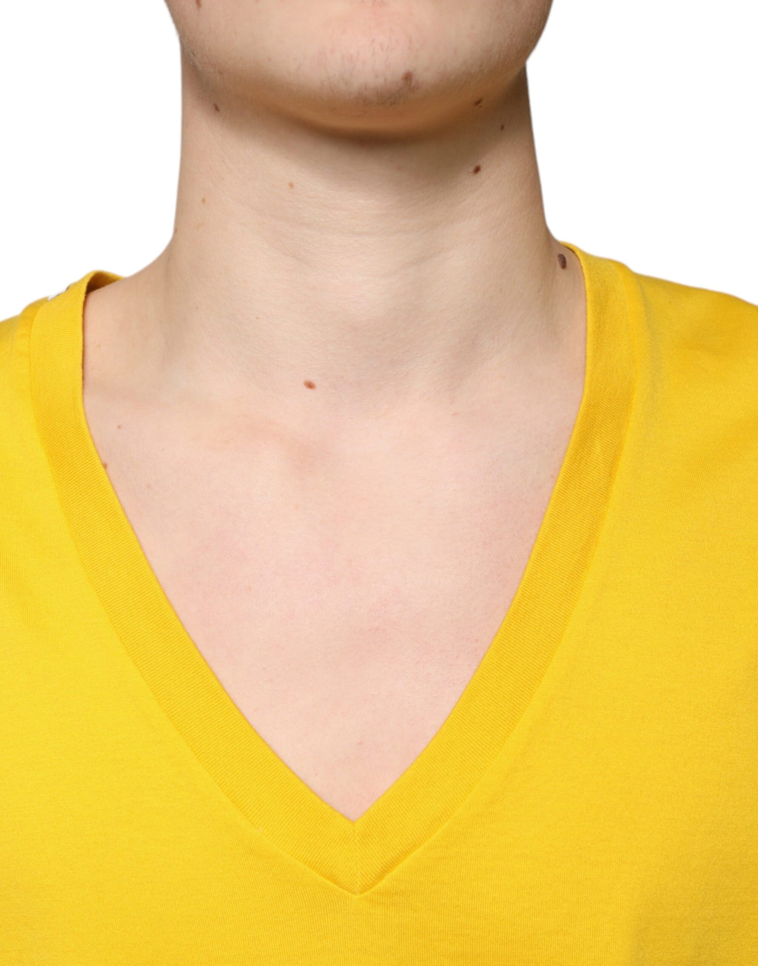 Dolce &amp;amp; Gabbana Gul Bomulls-T-shirt Med V-Ringning Och Korta Ärmar