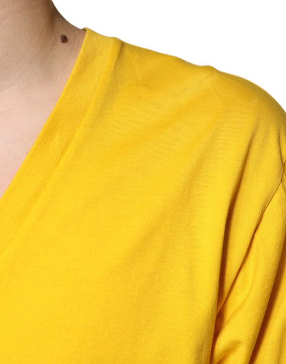 Dolce &amp;amp; Gabbana Gul Bomulls-T-shirt Med V-Ringning Och Korta Ärmar