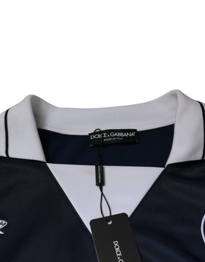 Dolce &amp;amp; Gabbana Blå Vit Milano Långärmad Jersey T-shirt