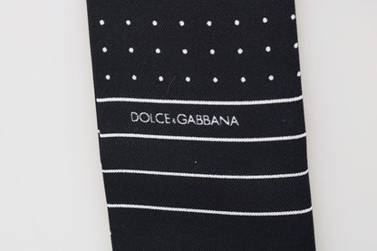 Dolce &amp; Gabbana Dark Blue Polka Dotted Silk Scarf