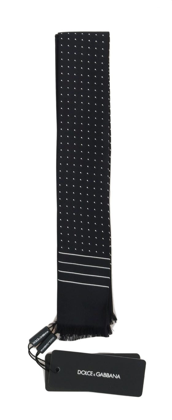 Dolce &amp; Gabbana Dark Blue Polka Dotted Silk Scarf