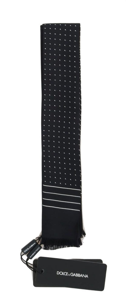 Dolce &amp; Gabbana Dark Blue Polka Dotted Silk Scarf