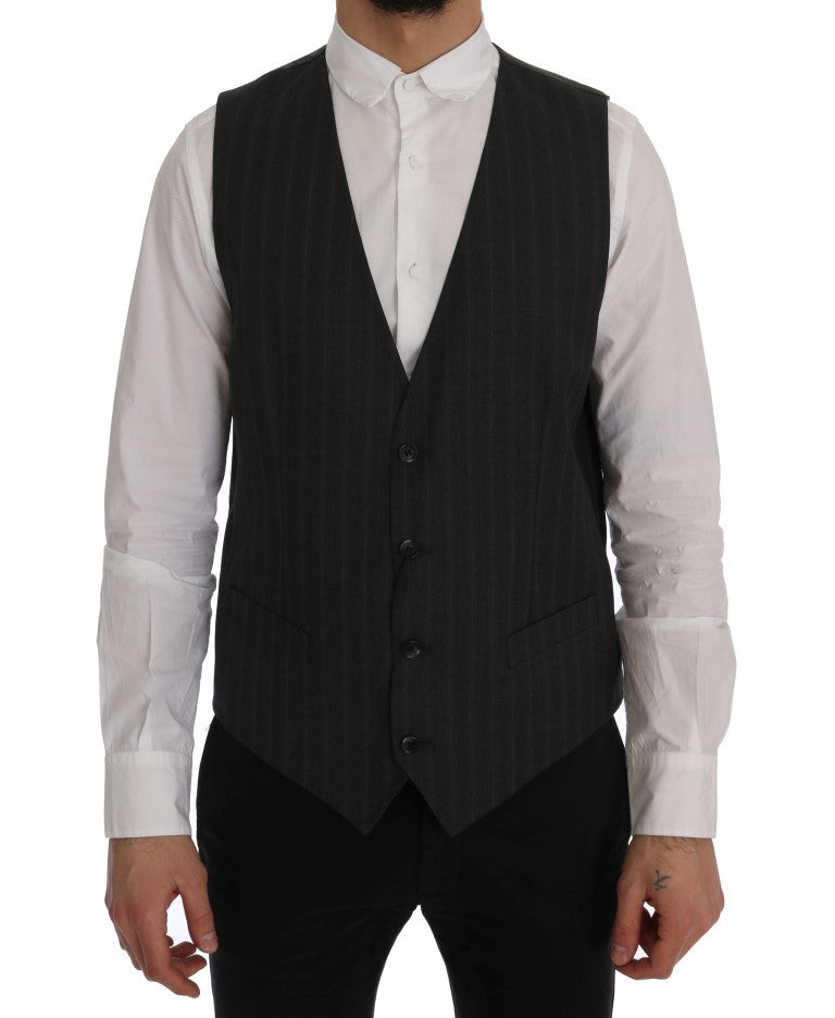 Dolce &amp; Gabbana Gray STAFF Wool Stretch Vest