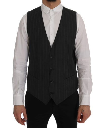 Dolce &amp; Gabbana Gray STAFF Wool Stretch Vest