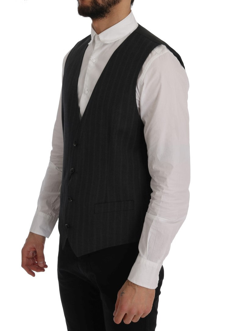 Dolce &amp; Gabbana Gray STAFF Wool Stretch Vest