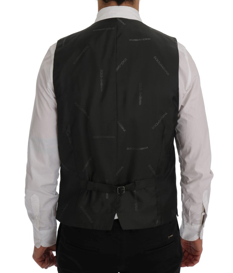 Dolce &amp; Gabbana Gray STAFF Wool Stretch Vest