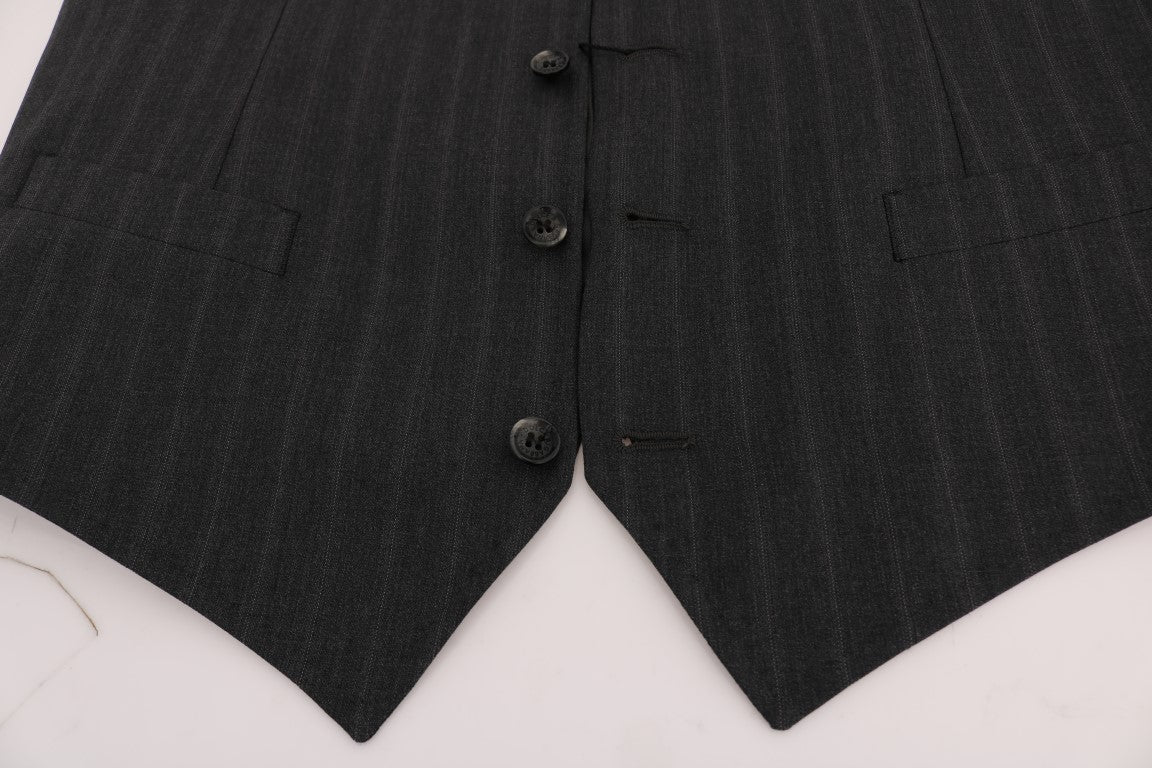 Dolce &amp; Gabbana Gray STAFF Wool Stretch Vest
