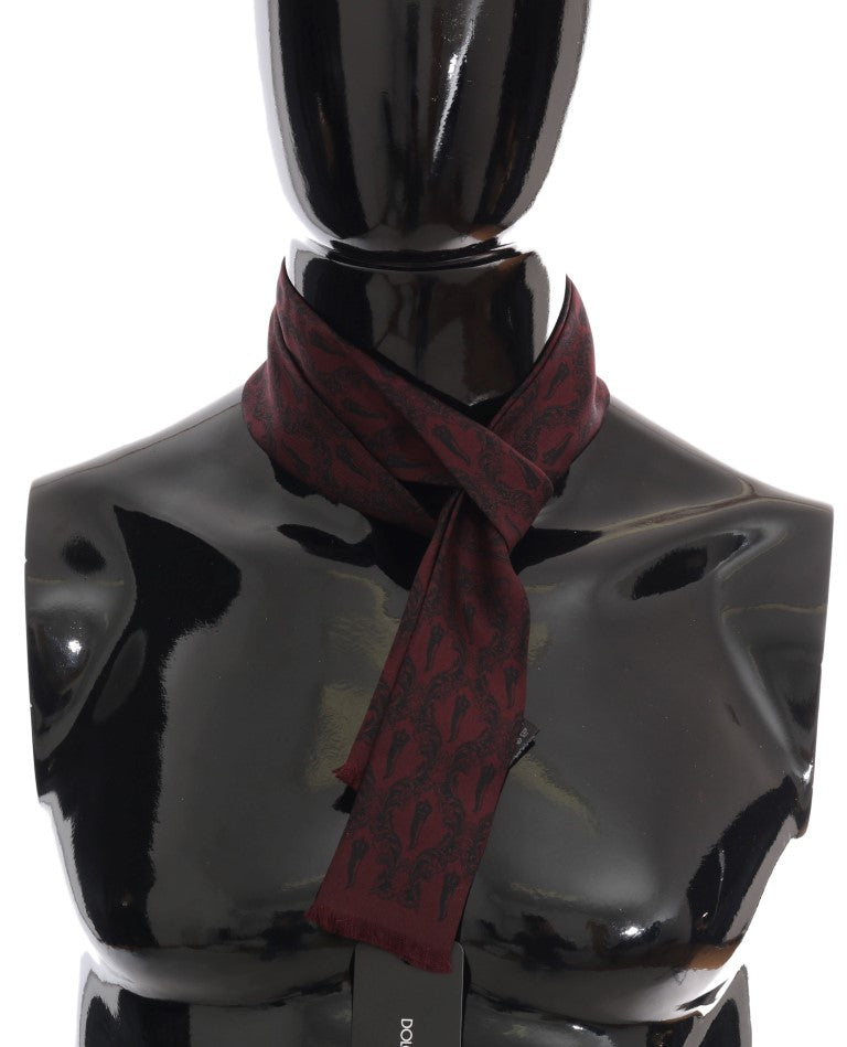 Dolce &amp; Gabbana Bordeaux Silk Crown Chili Scarf
