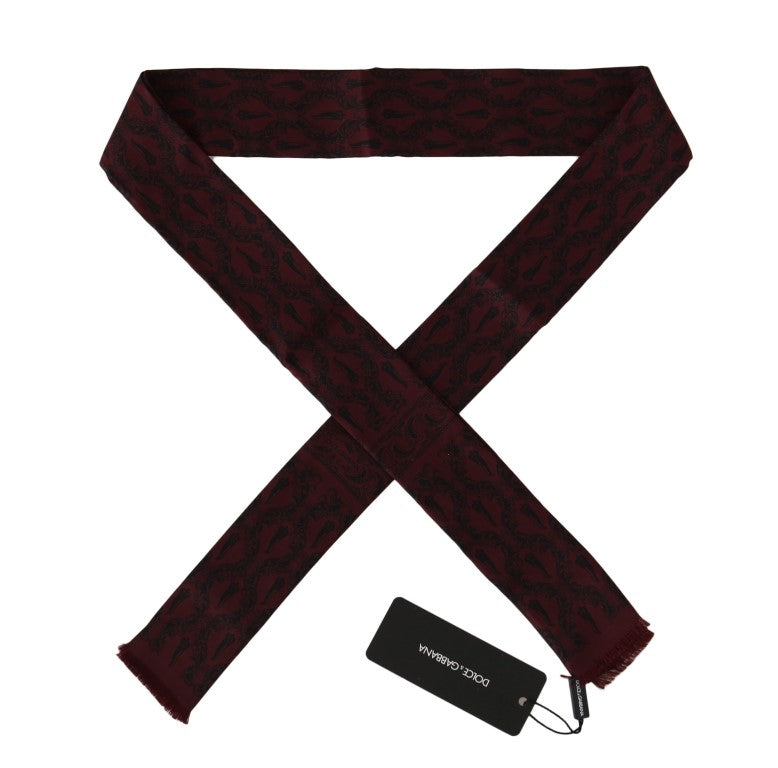 Dolce &amp; Gabbana Bordeaux Silk Crown Chili Scarf