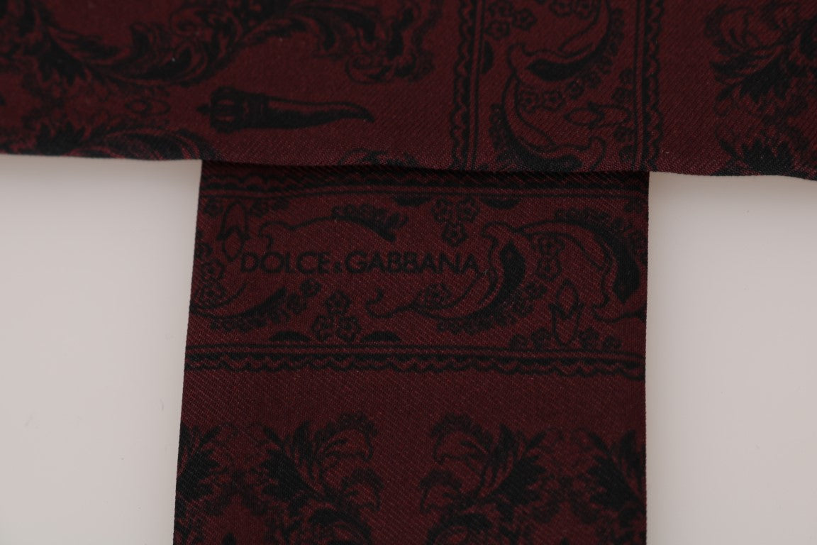 Dolce &amp; Gabbana Bordeaux Silk Crown Chili Scarf