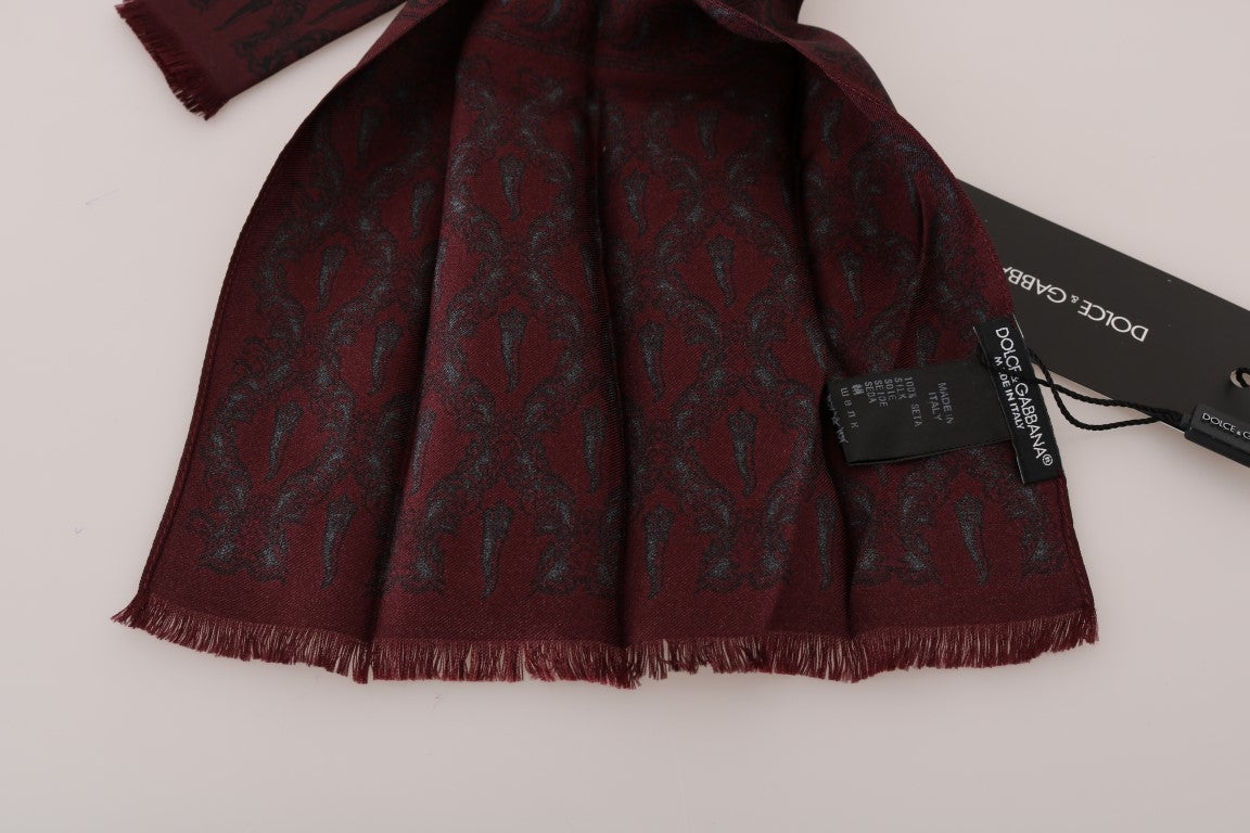 Dolce &amp; Gabbana Bordeaux Silk Crown Chili Scarf