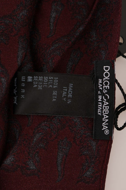 Dolce &amp; Gabbana Bordeaux Silk Crown Chili Scarf