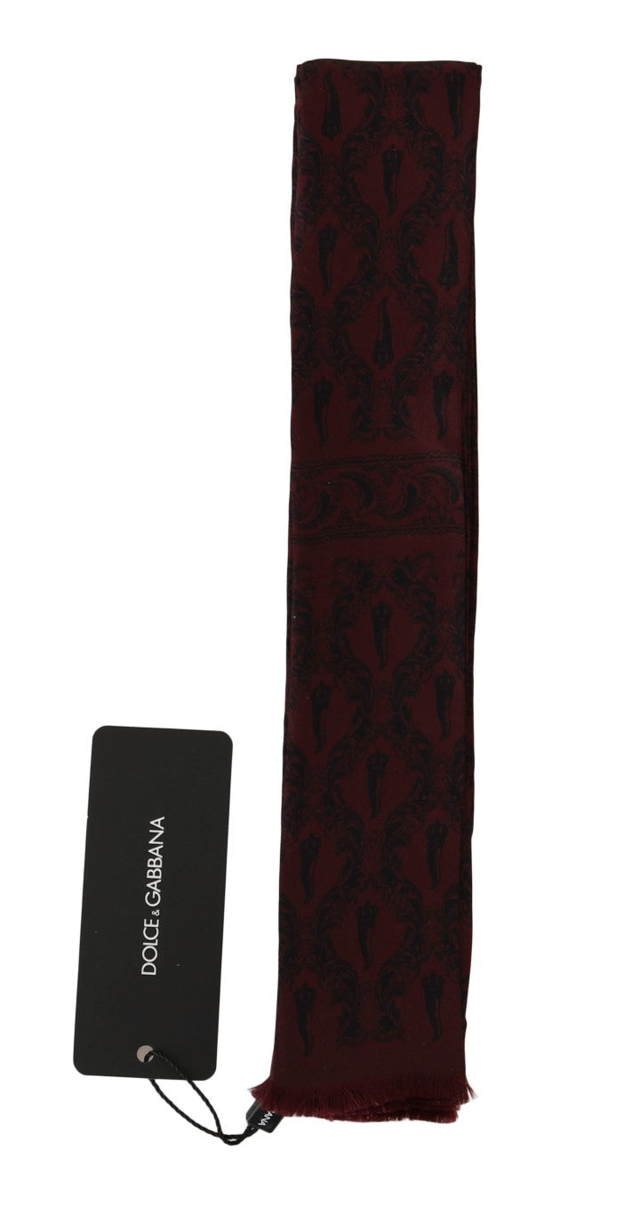 Dolce &amp; Gabbana Bordeaux Silk Crown Chili Scarf