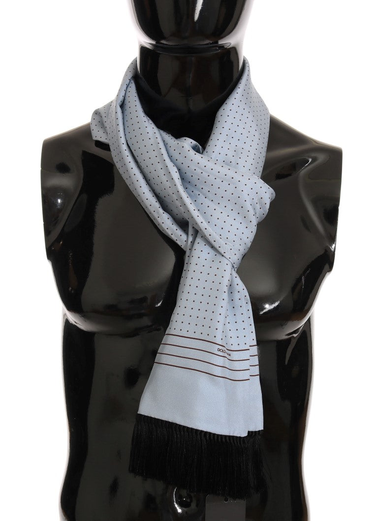 Dolce &amp; Gabbana Blue Silk Polka Dot Scarf