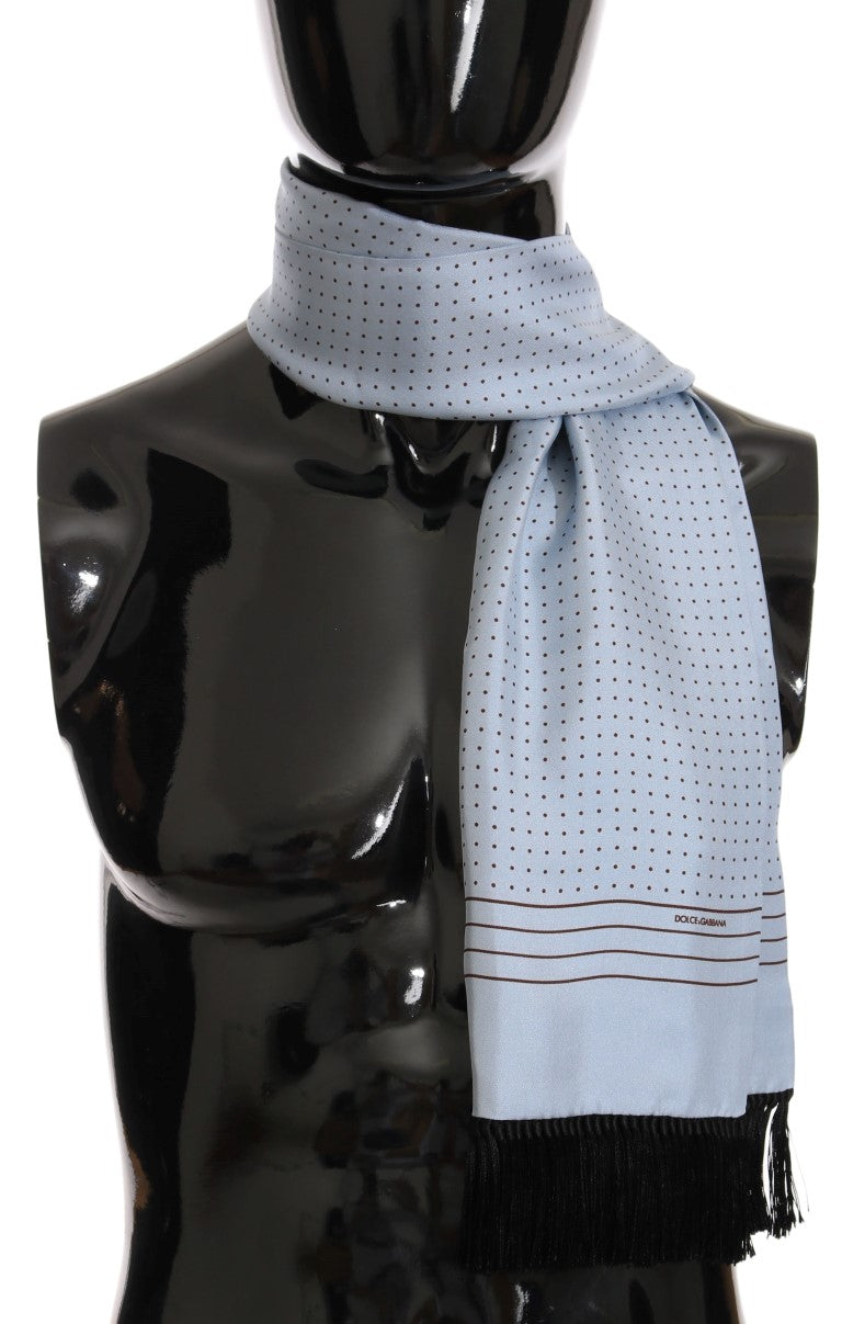 Dolce &amp; Gabbana Blue Silk Polka Dot Scarf