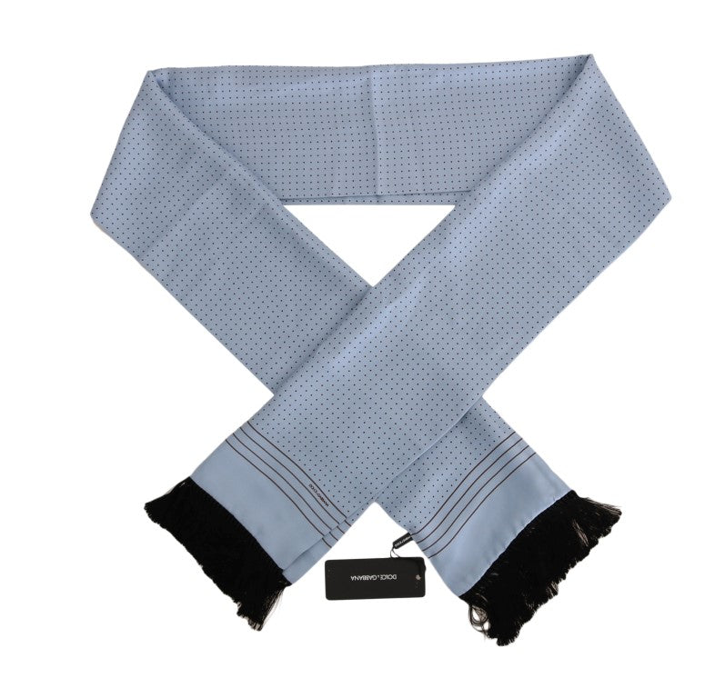 Dolce &amp; Gabbana Blue Silk Polka Dot Scarf