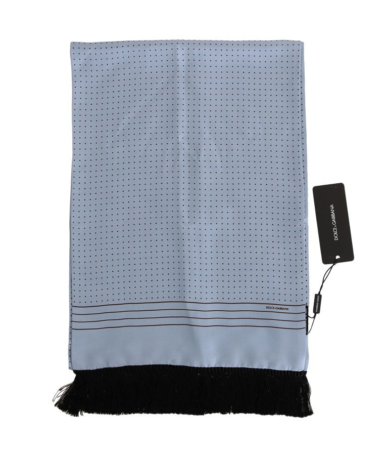 Dolce &amp; Gabbana Blue Silk Polka Dot Scarf