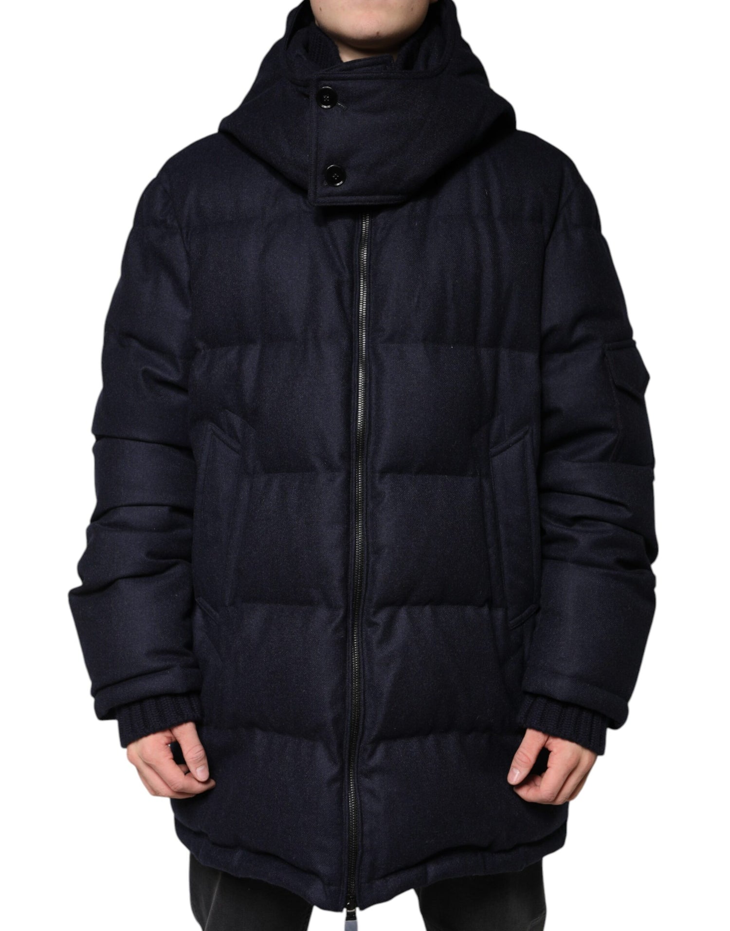 Dolce &amp; Gabbana Black Nylon Hooded Puffer Men Coat Jacket