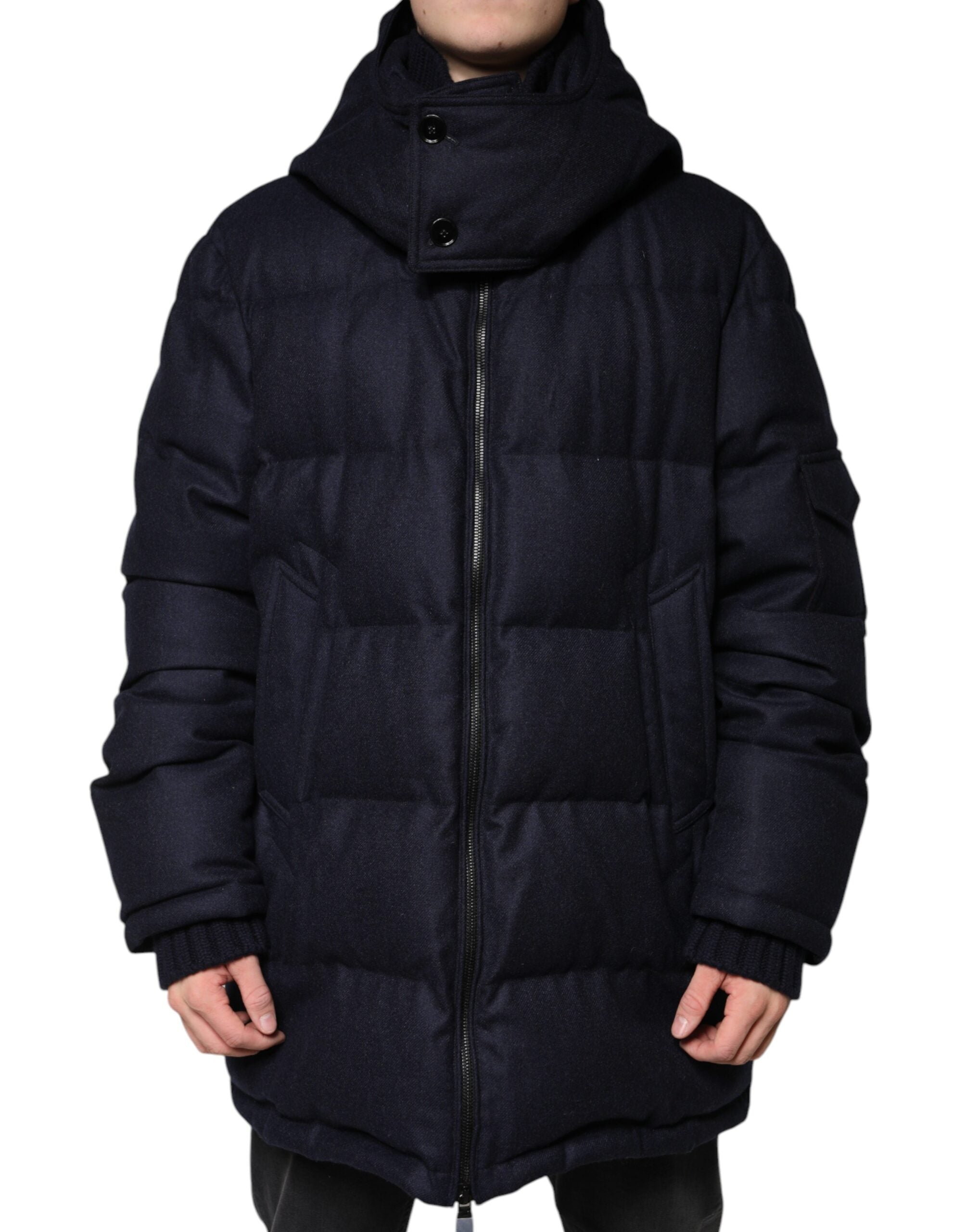 Dolce &amp; Gabbana Black Nylon Hooded Puffer Men Coat Jacket