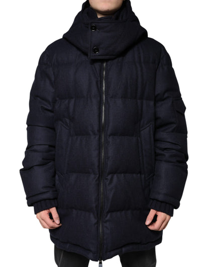 Dolce &amp; Gabbana Black Nylon Hooded Puffer Men Coat Jacket