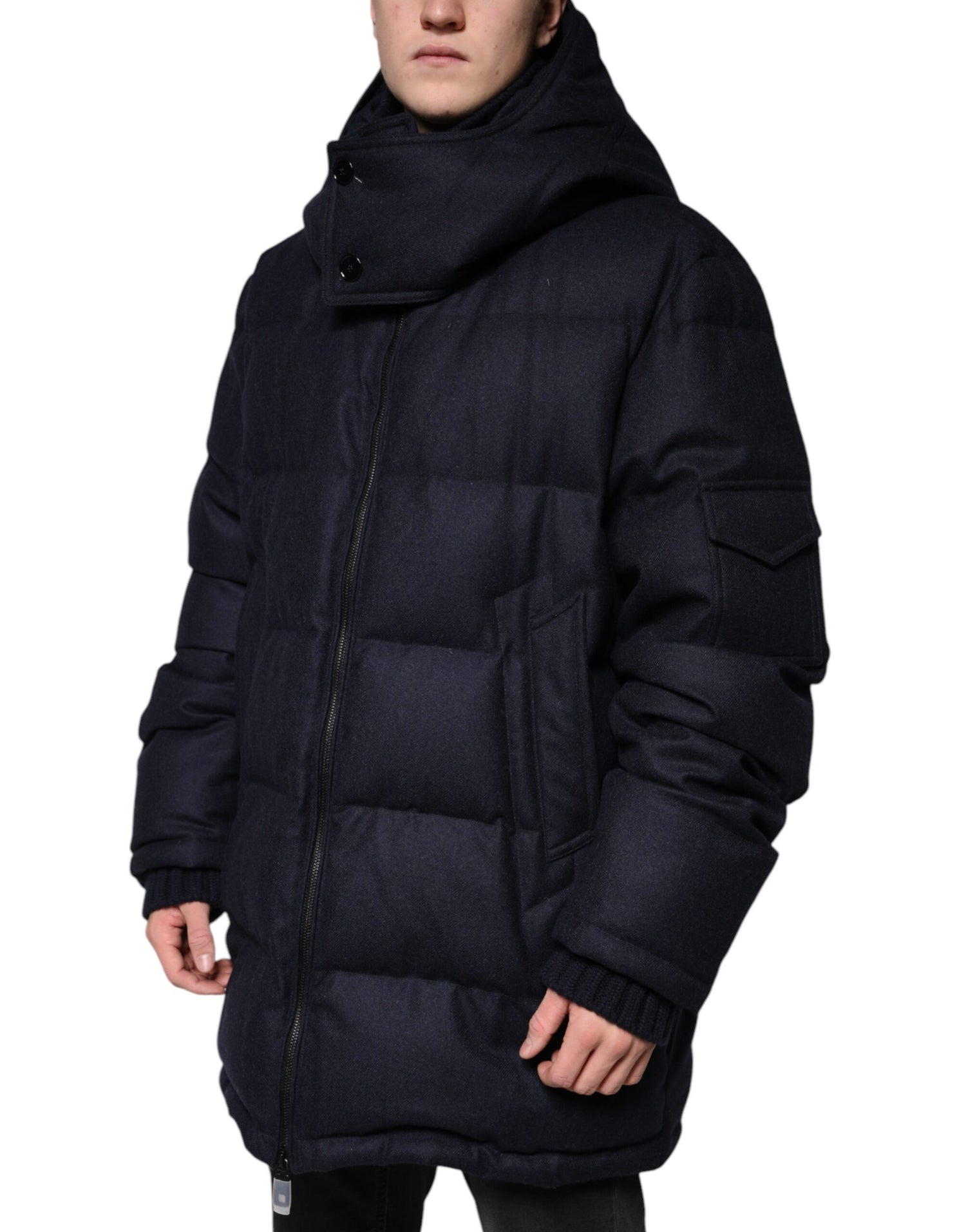 Dolce &amp; Gabbana Black Nylon Hooded Puffer Men Coat Jacket