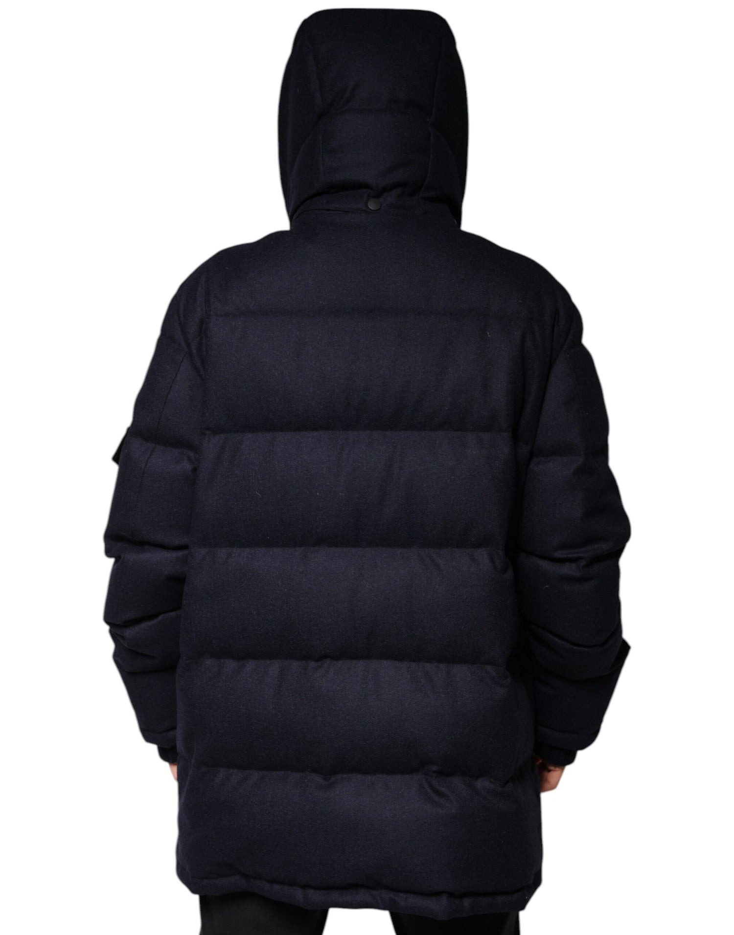 Dolce &amp; Gabbana Black Nylon Hooded Puffer Men Coat Jacket